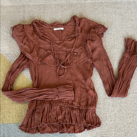 Tularosa Rust Ruffled Blouse - Picture 1 of 6